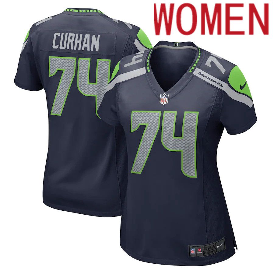Women Seattle Seahawks #74 Jake Curhan Nike College Navy Game NFL Jersey